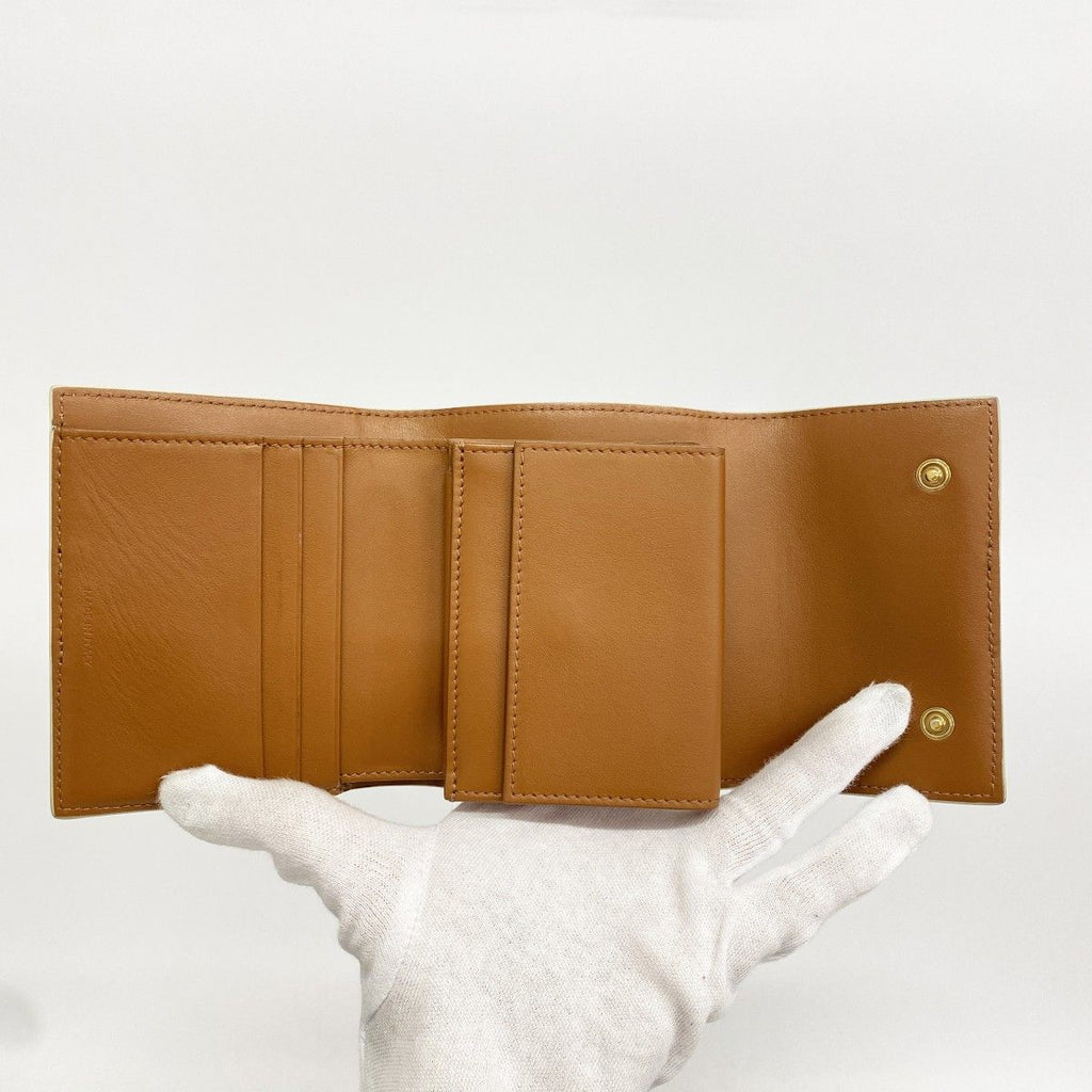 Celine Trifold Wallet Triomphe Brown Ivory Gold — view 3