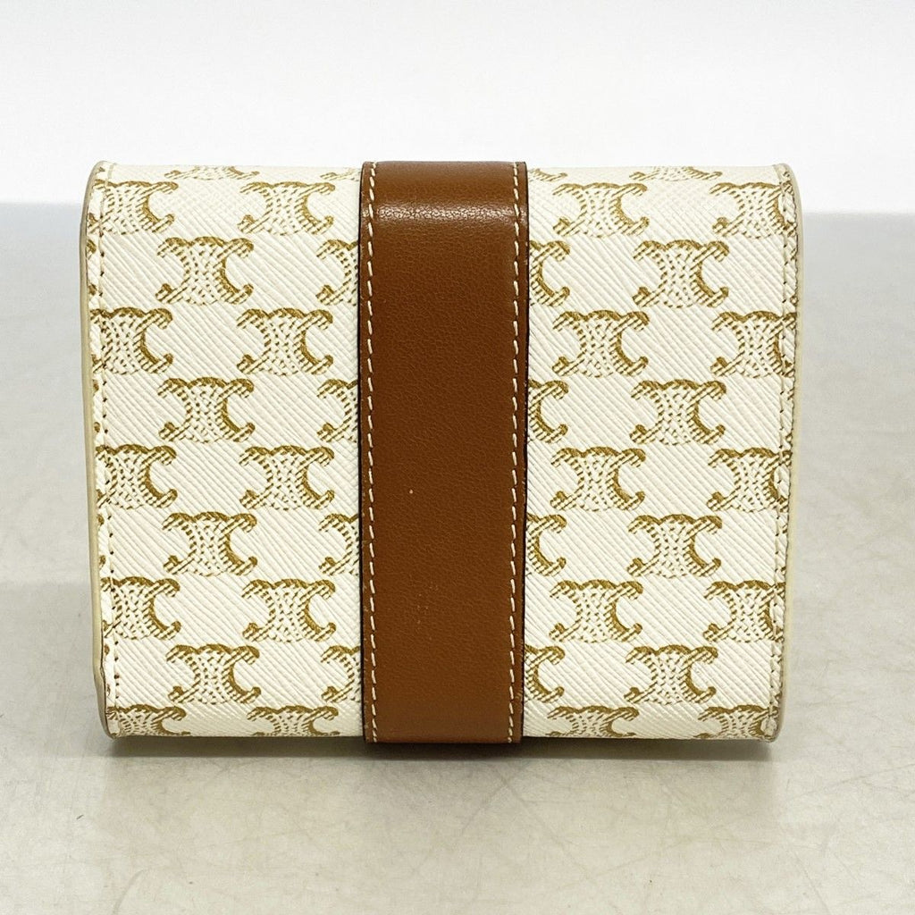 Celine Trifold Wallet Triomphe Brown Ivory Gold — view 9