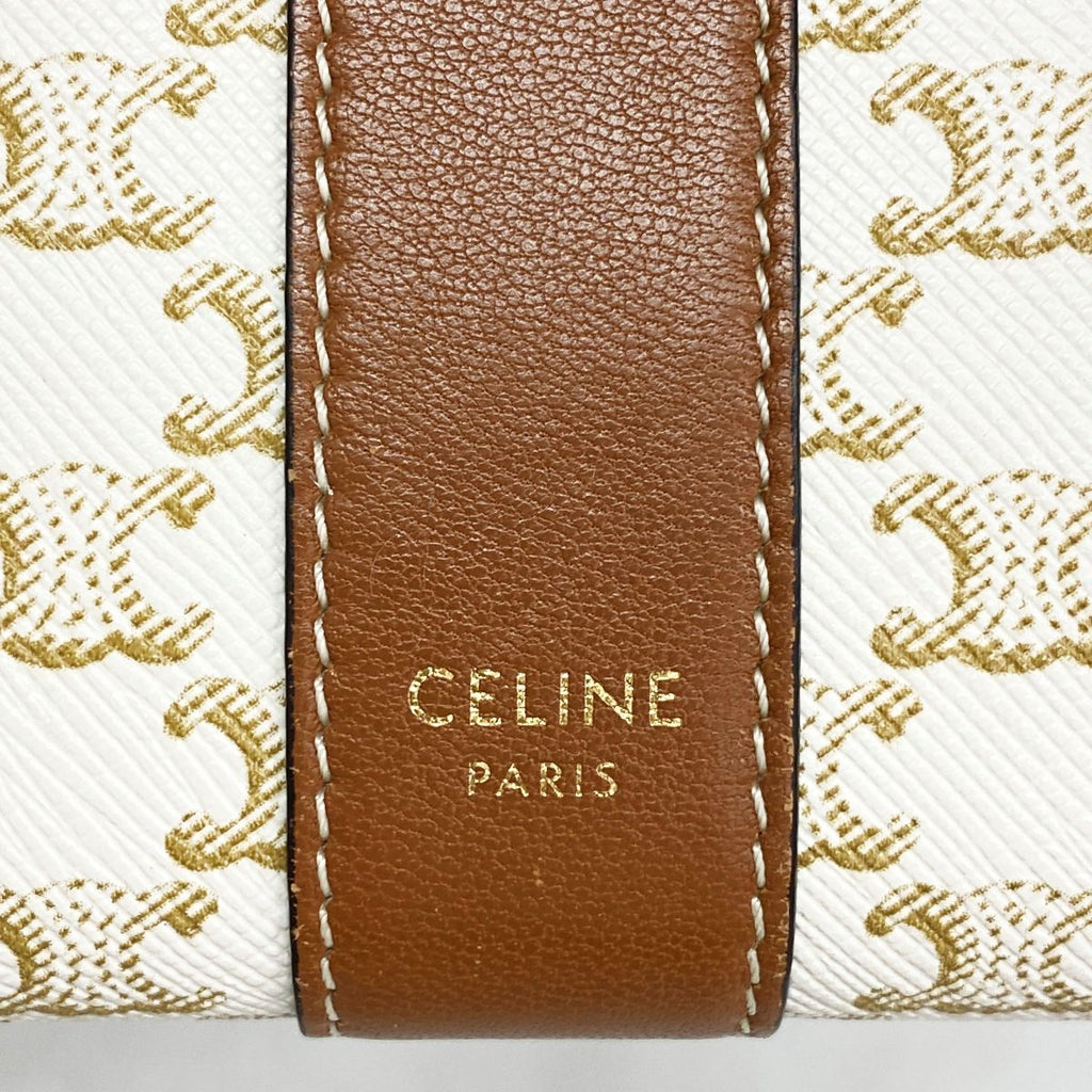 Celine Trifold Wallet Triomphe Brown Ivory Gold — view 4