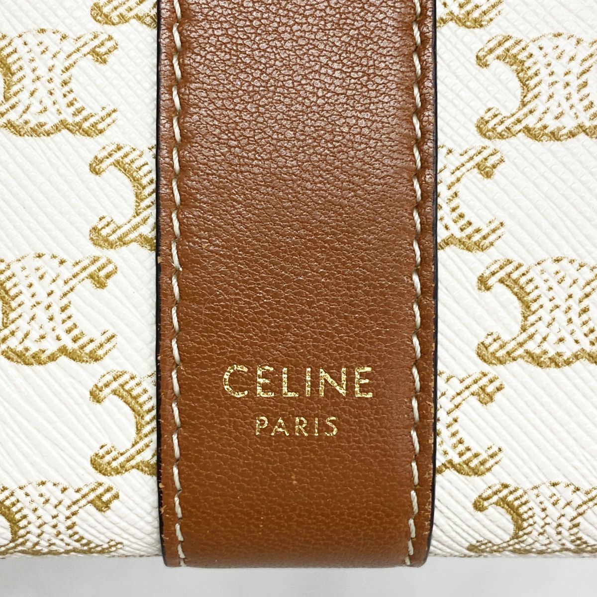 Celine Trifold Wallet Triomphe Brown Ivory Gold — view 4