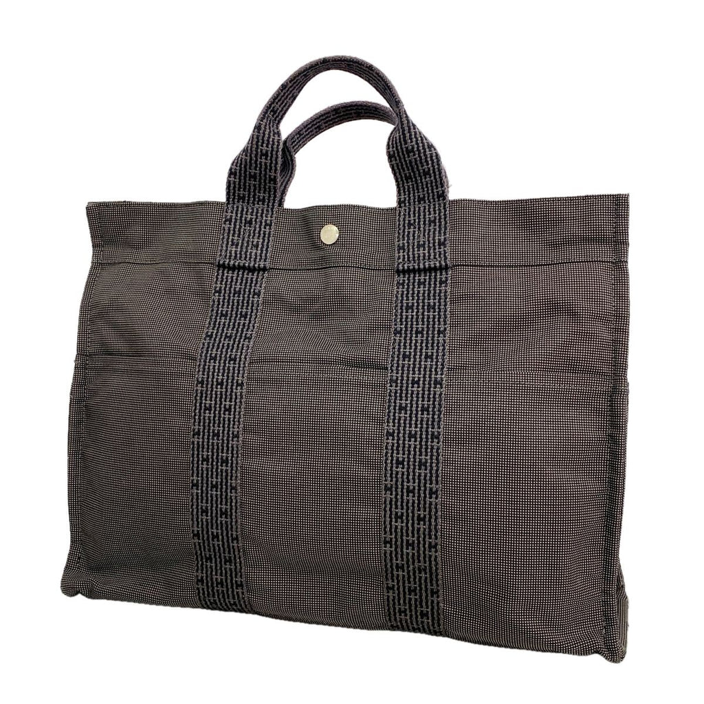 Hermes Tote Her Line Canvas Gray Silver