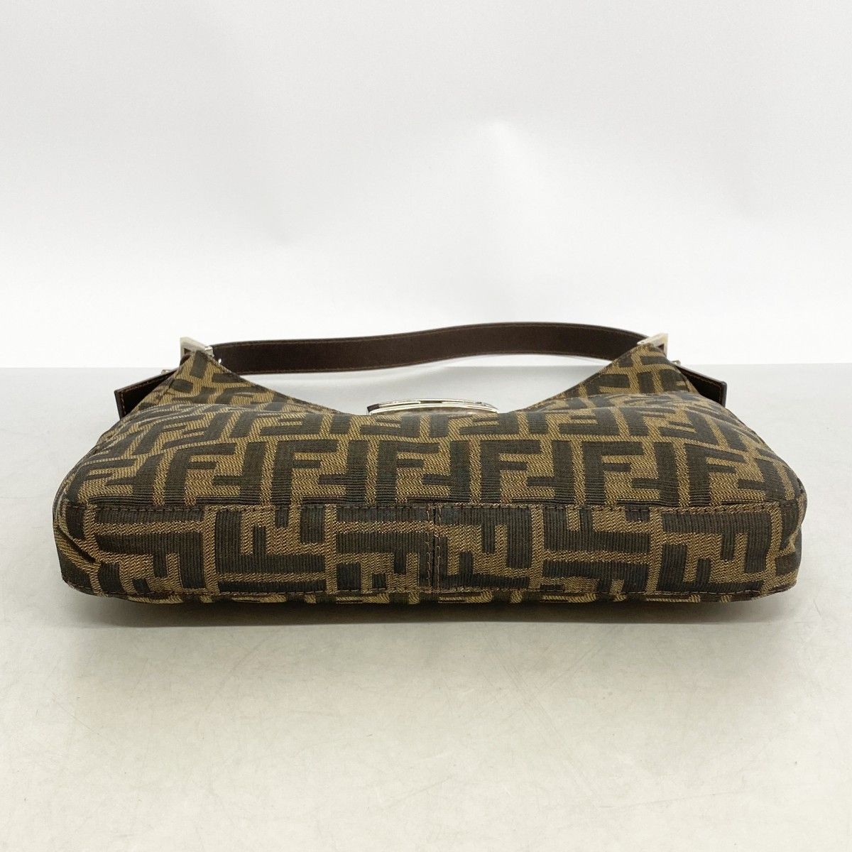 Fendi Handbag Zucca Nylon Canvas Brown Silver — view 3