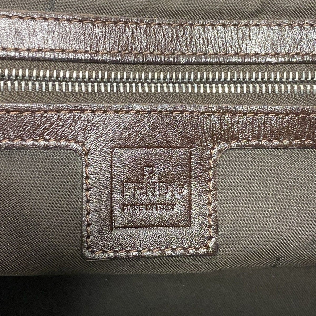 Fendi Handbag Zucca Nylon Canvas Brown Silver — view 5