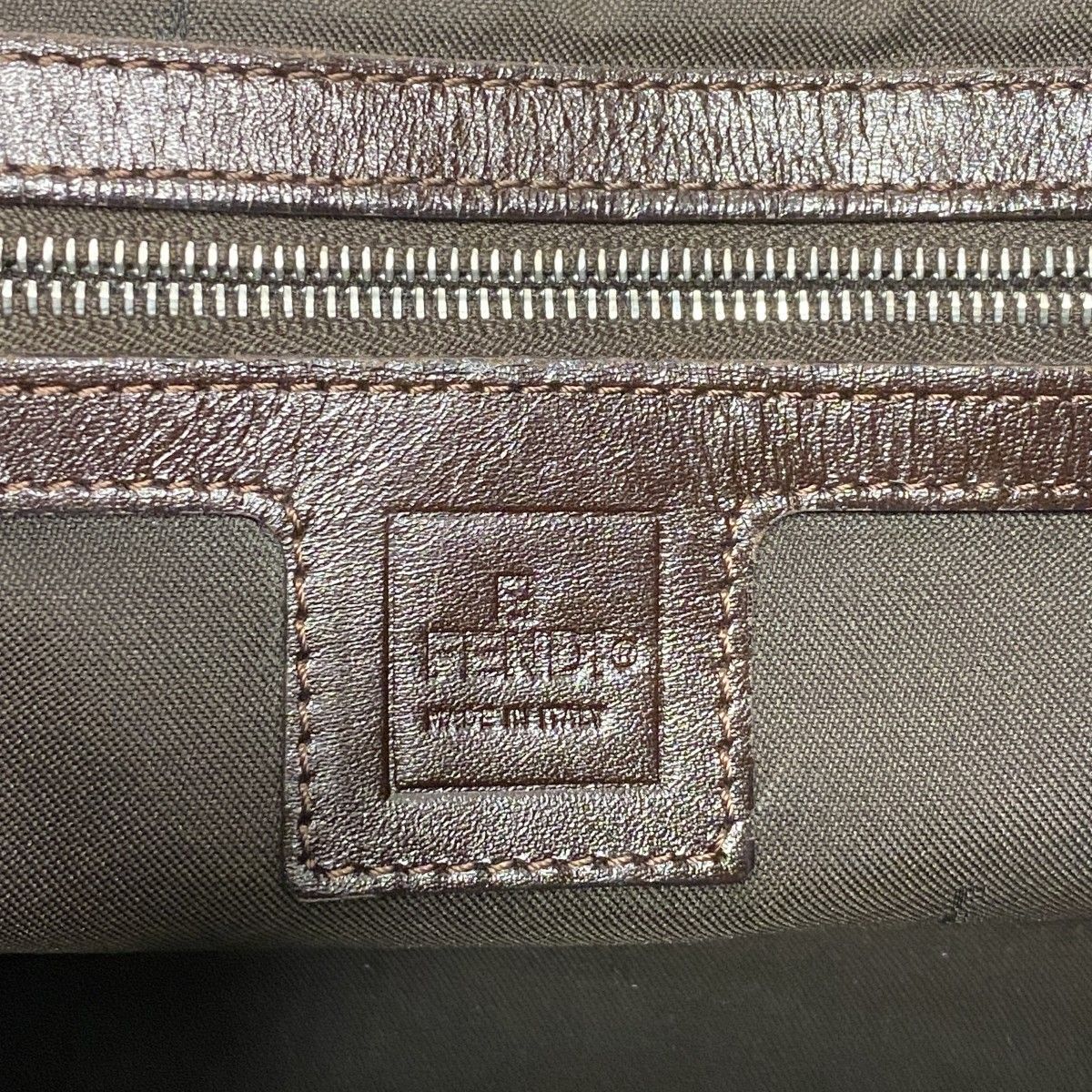 Fendi Handbag Zucca Nylon Canvas Brown Silver — view 5