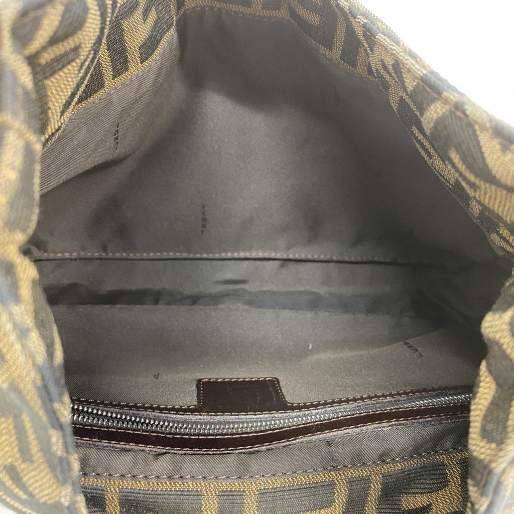 Fendi Handbag Zucca Nylon Canvas Brown Silver — view 4