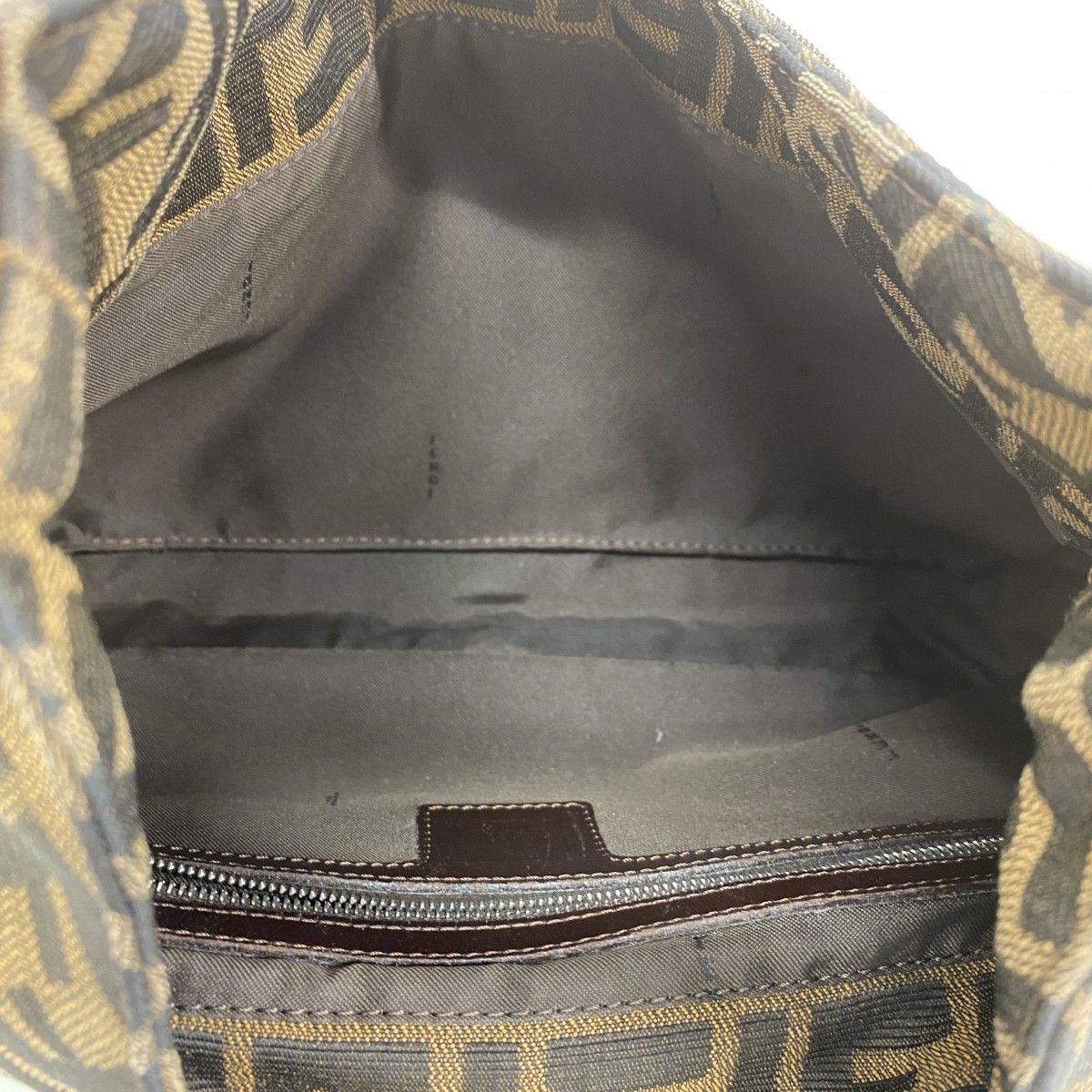 Fendi Handbag Zucca Nylon Canvas Brown Silver — view 4