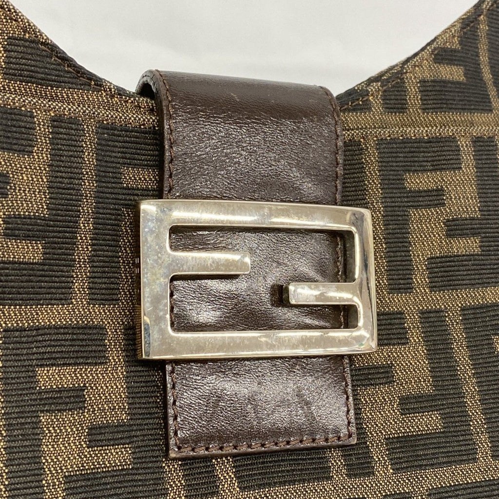 Fendi Handbag Zucca Nylon Canvas Brown Silver — view 7