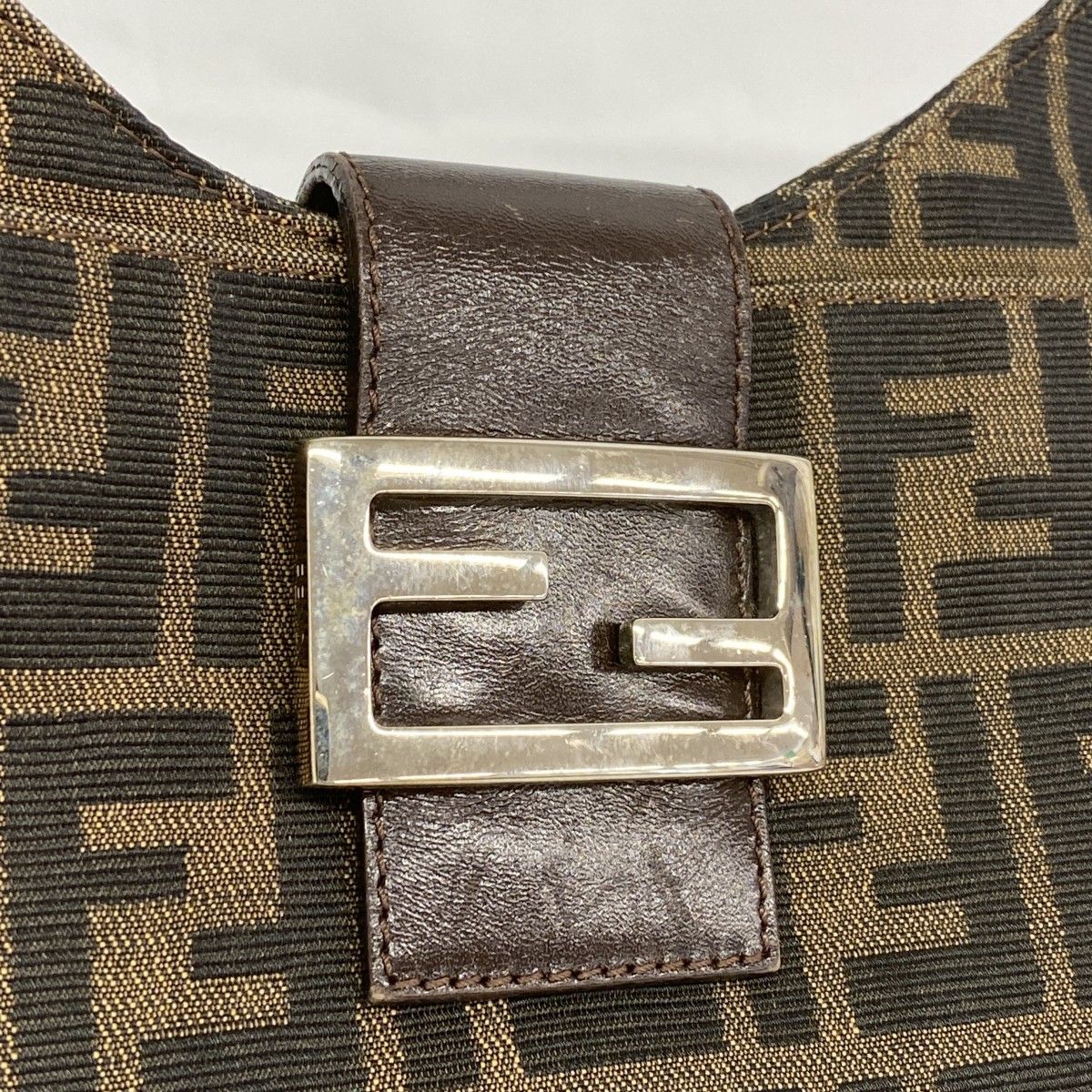 Fendi Handbag Zucca Nylon Canvas Brown Silver — view 7