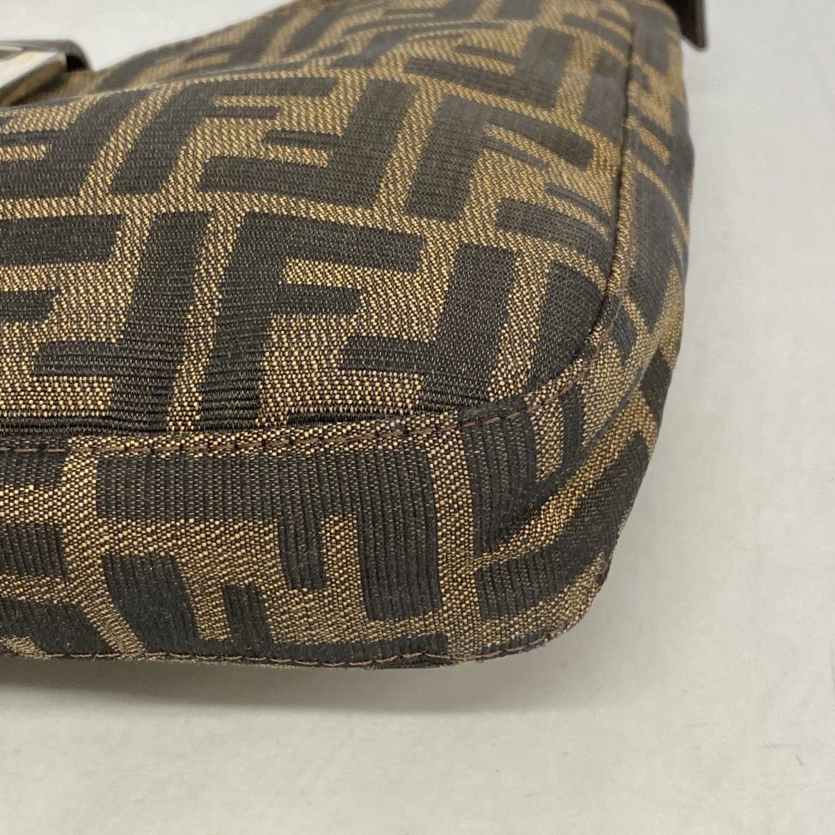 Fendi Handbag Zucca Nylon Canvas Brown Silver — view 6
