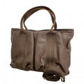 Hermes Handbag Caravan Horizontal Leather Brown Silver 2-Way