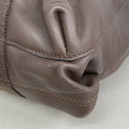 Hermes Handbag Caravan Horizontal Leather Brown Silver 2-Way — view 8
