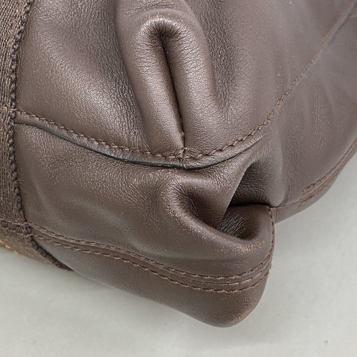 Hermes Handbag Caravan Horizontal Leather Brown Silver 2-Way — view 8