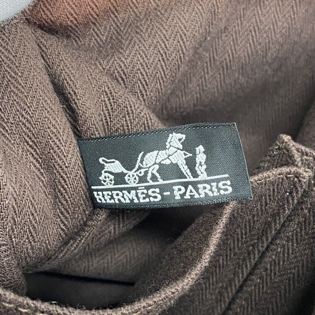 Hermes Handbag Caravan Horizontal Leather Brown Silver 2-Way — view 5