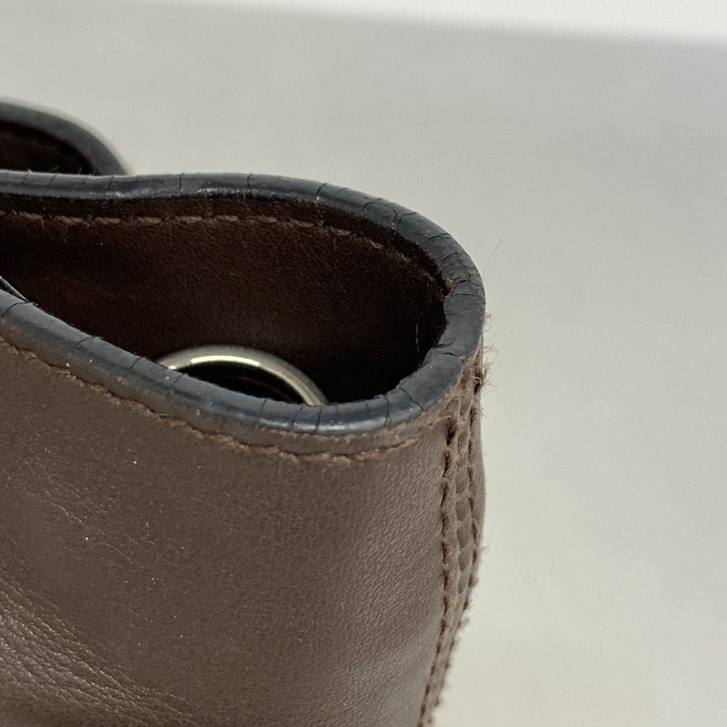 Hermes Handbag Caravan Horizontal Leather Brown Silver 2-Way — view 7