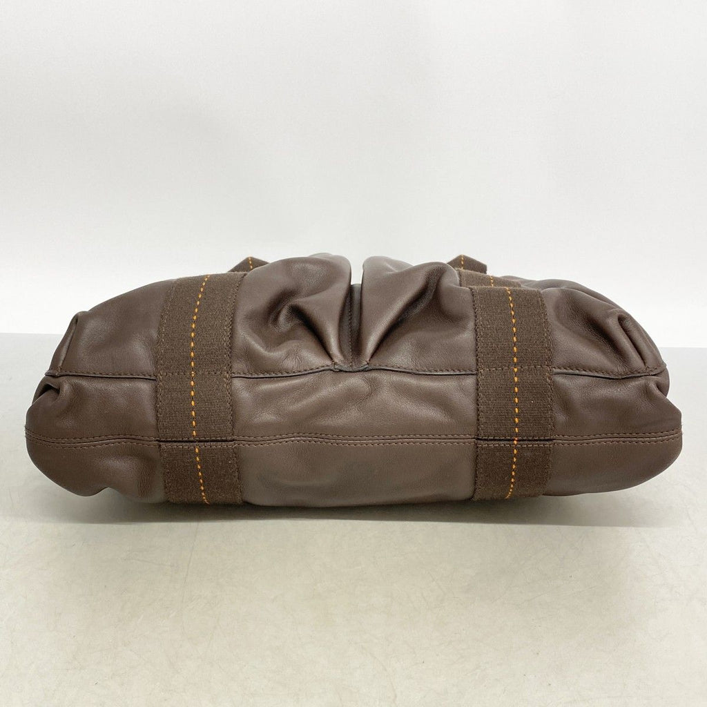 Hermes Handbag Caravan Horizontal Leather Brown Silver 2-Way — view 3