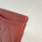 Chanel Card Case Quilted Lambskin Red Silver — view 6