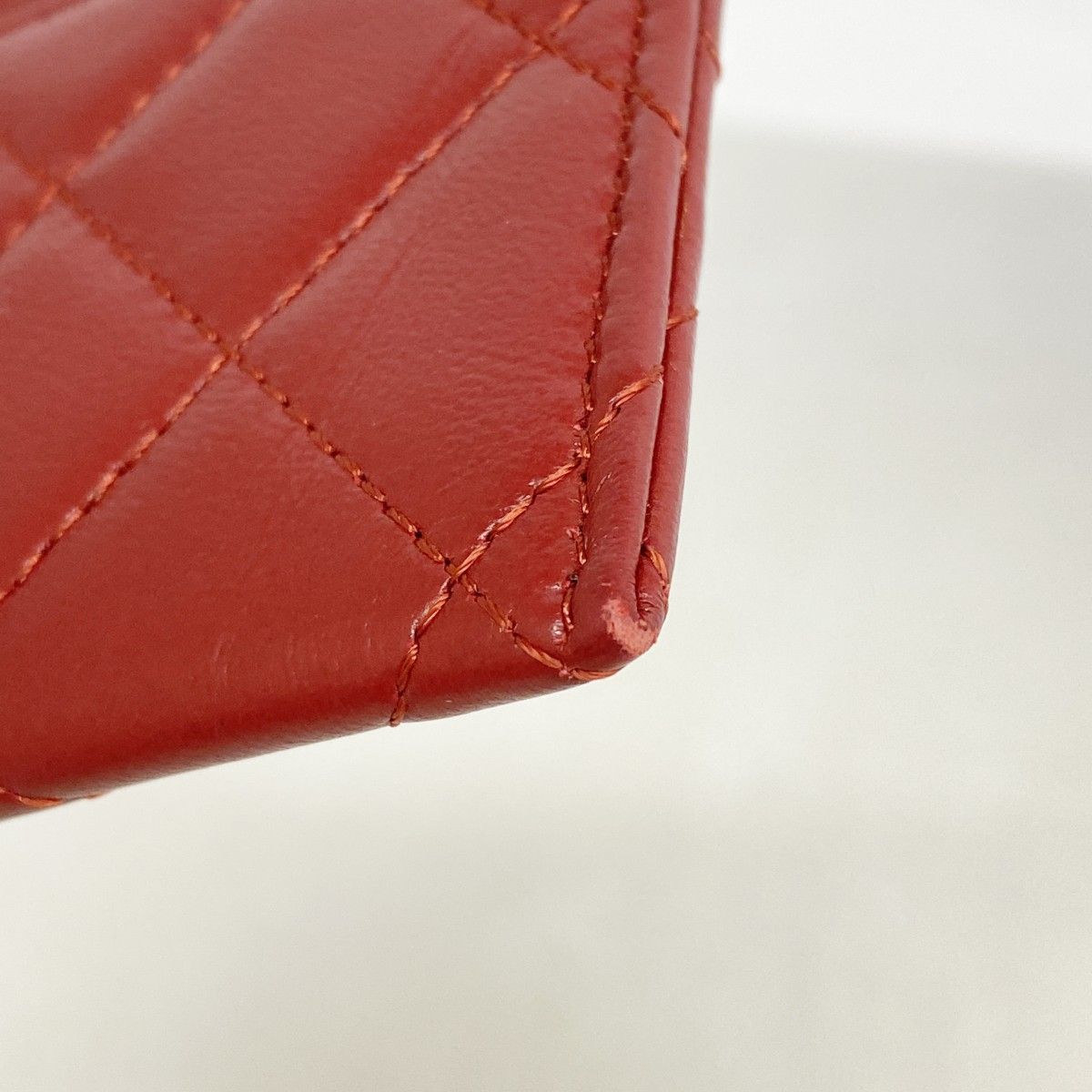 Chanel Card Case Quilted Lambskin Red Silver — view 5