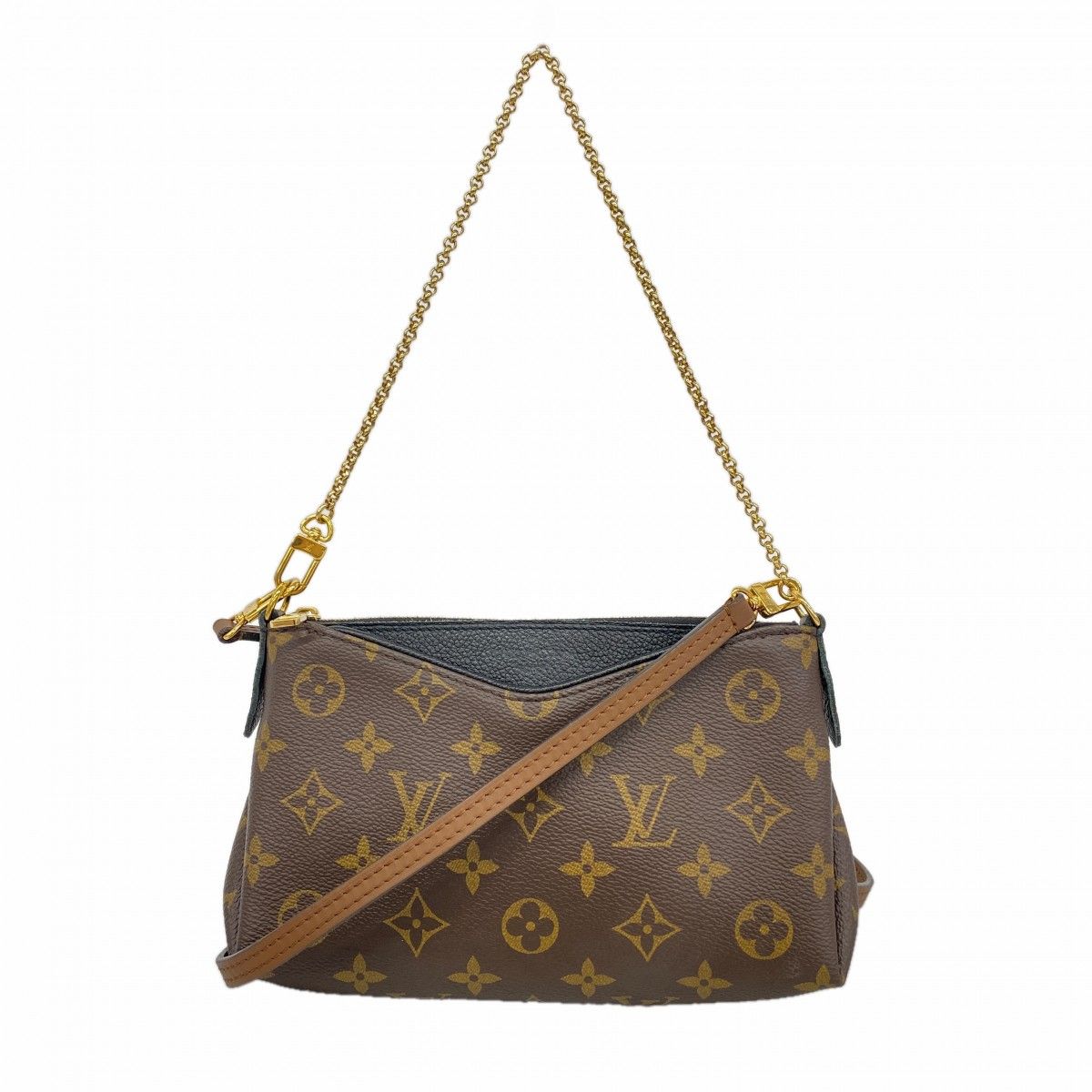 Louis Vuitton Handbag Monogram Pallas Clutch Brown Noir 2-Way