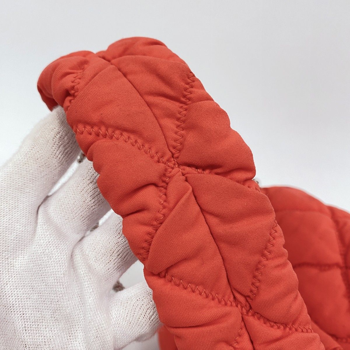 Chanel Shoulder Bag Bubble Quilt Nylon Red Silver — view 9