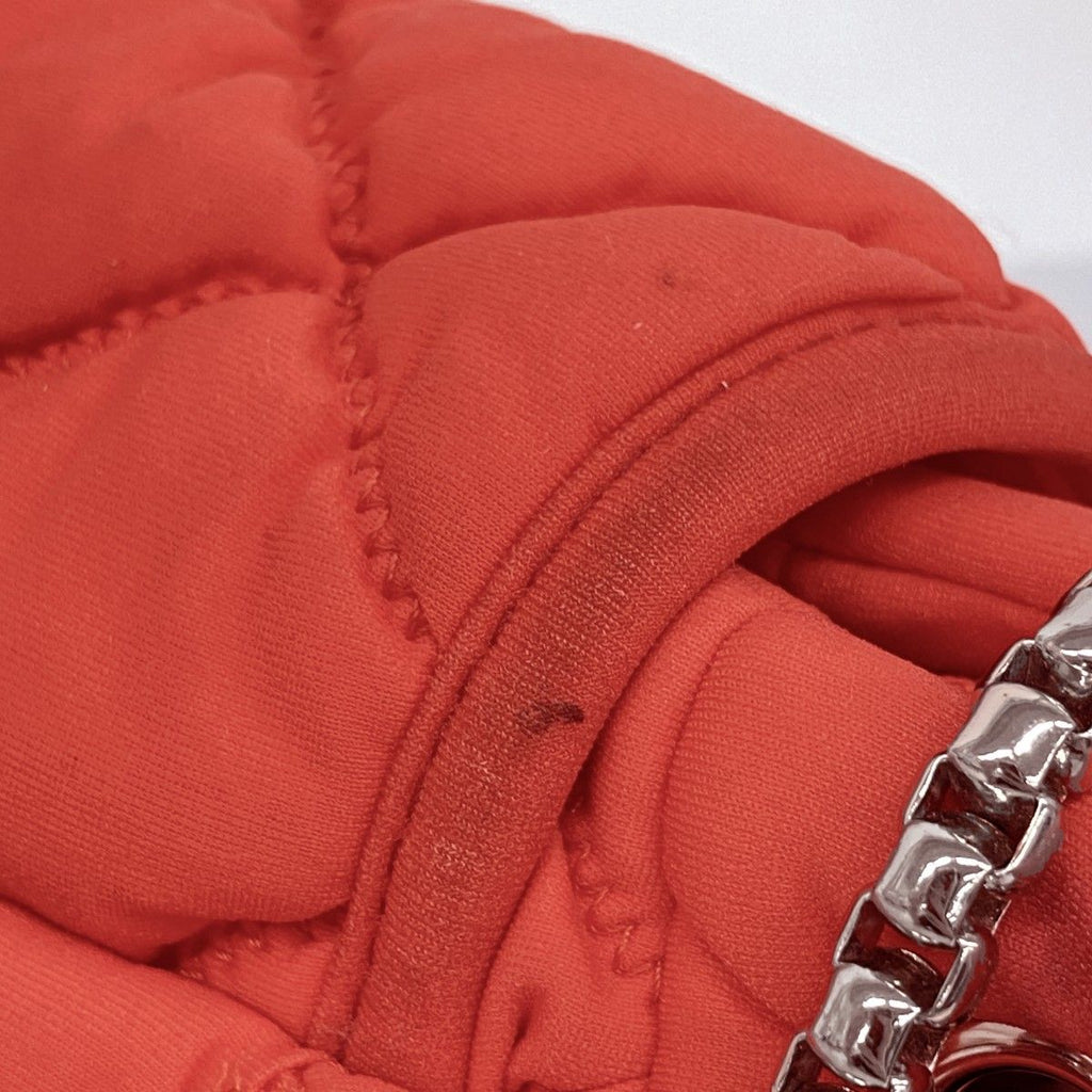 Chanel Shoulder Bag Bubble Quilt Nylon Red Silver — view 7