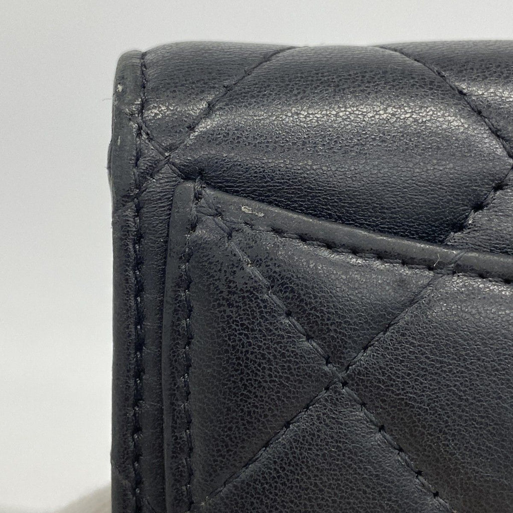 Chanel Coin Case Quilted Lambskin Black Silver — view 7