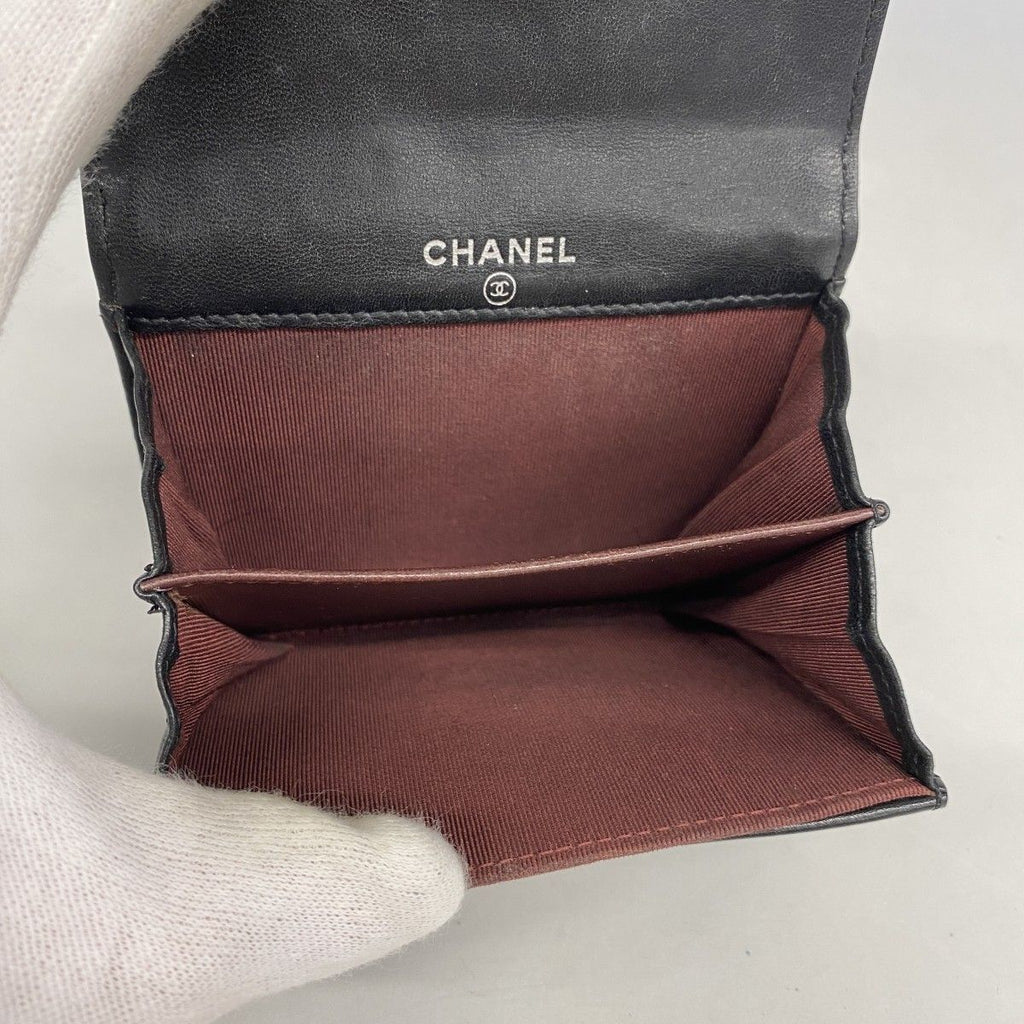 Chanel Coin Case Quilted Lambskin Black Silver — view 3