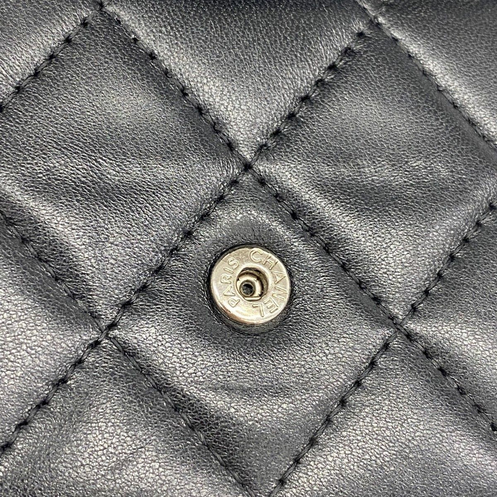 Chanel Coin Case Quilted Lambskin Black Silver — view 9