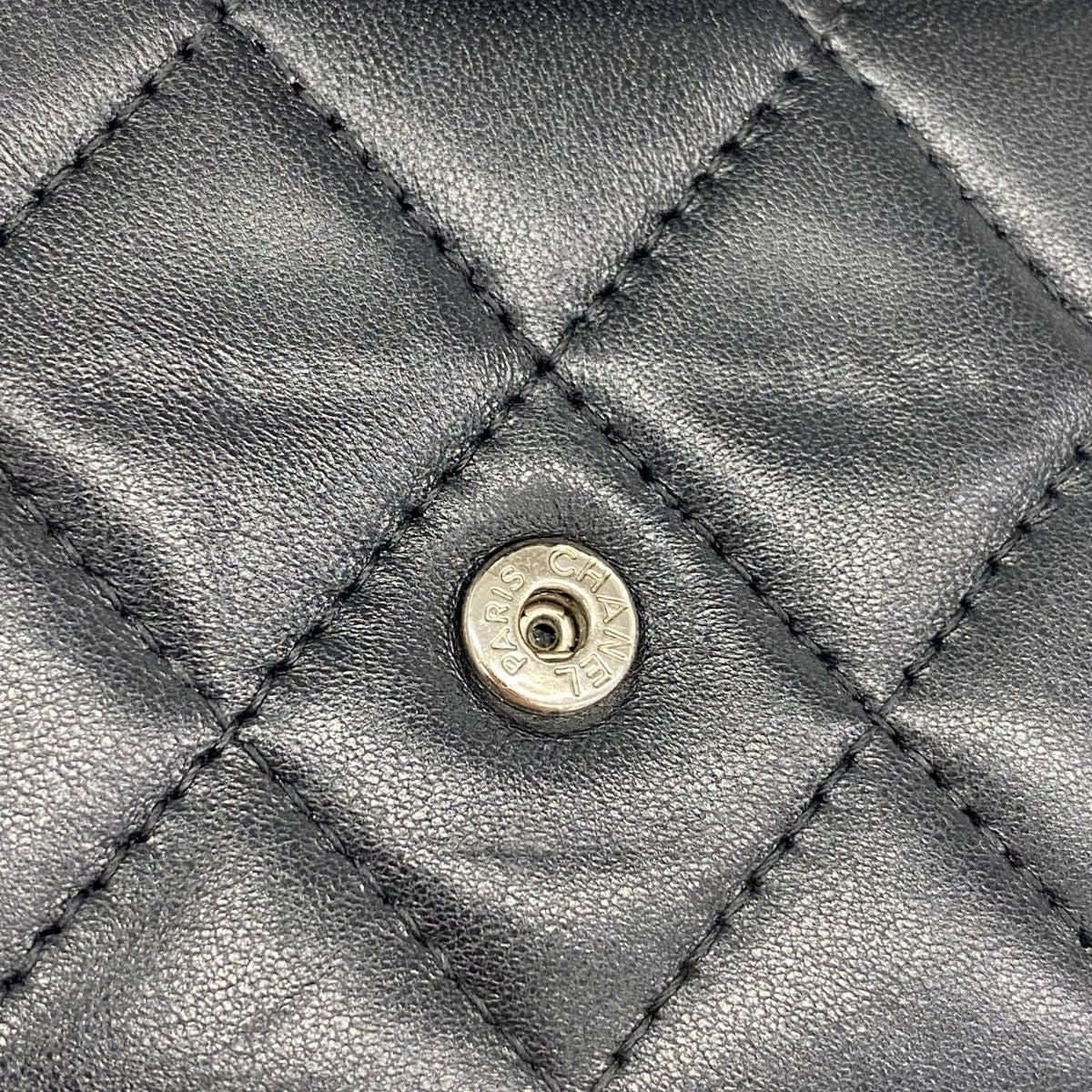 Chanel Coin Case Quilted Lambskin Black Silver — view 9