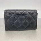 Chanel Card Case Quilted Caviar Leather Black Gold — view 6