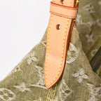 Louis Vuitton Monogram Denim Baggy GM Green Gold Vachetta Leather — view 6