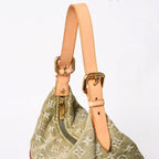 Louis Vuitton Monogram Denim Baggy GM Green Gold Vachetta Leather — view 4