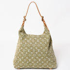 Louis Vuitton Monogram Denim Baggy GM Green Gold Vachetta Leather — view 2