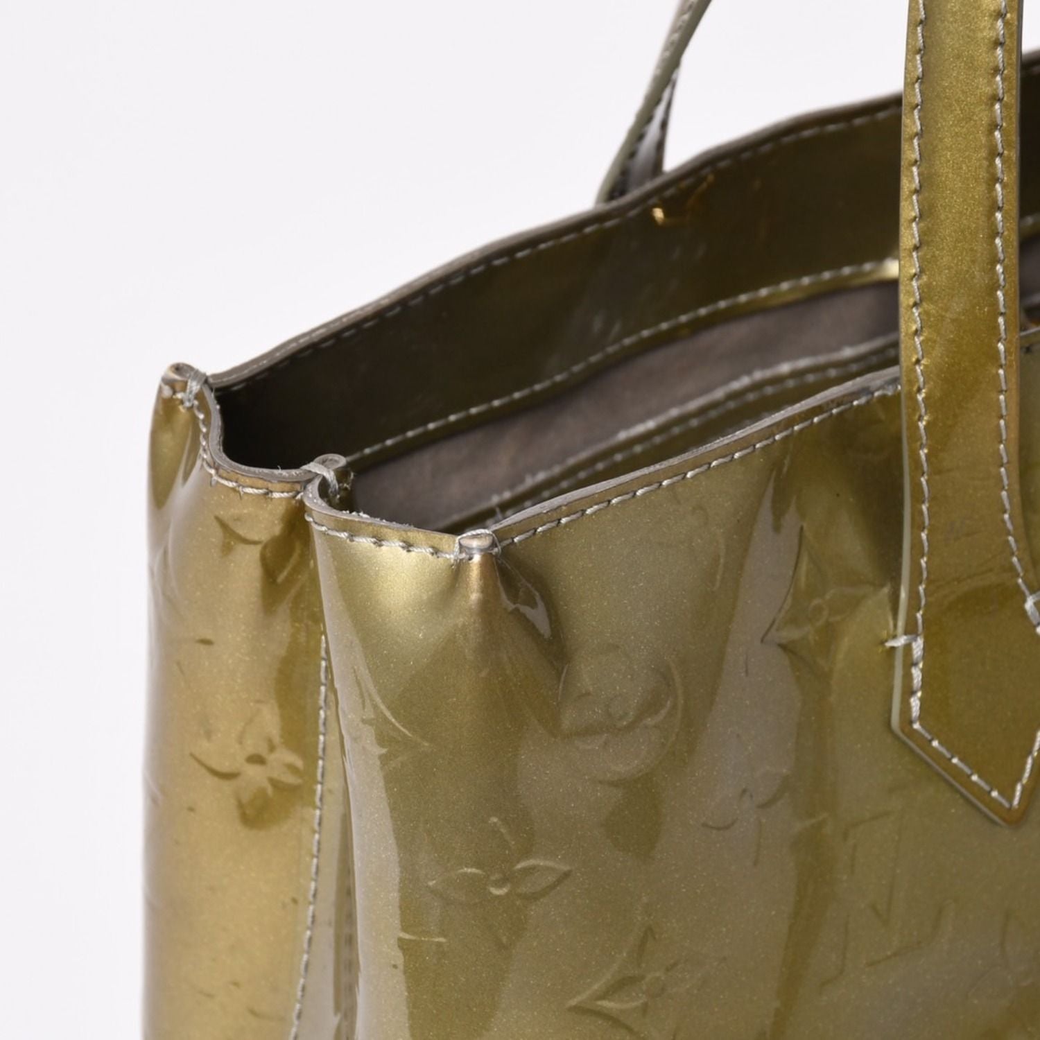 Louis Vuitton Wilshire PM Handbag Brown Patent Monogram Vernis — view 5