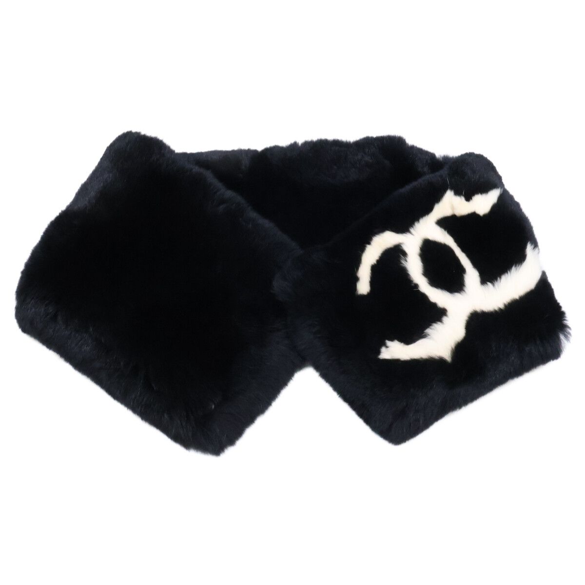 Chanel CC Logo Lapin Rabbit Fur Tippet Scarf