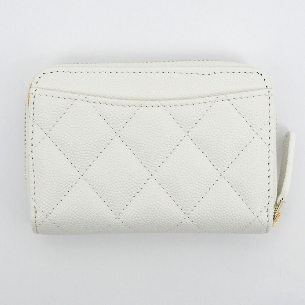 Chanel Quilted Zip Coin Purse Heart Spade Caviar Leather Case — view 2