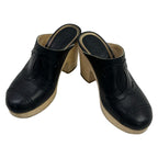 Chanel Mules 36.5 Black CC Logo Perforated Sabot Leather — view 2