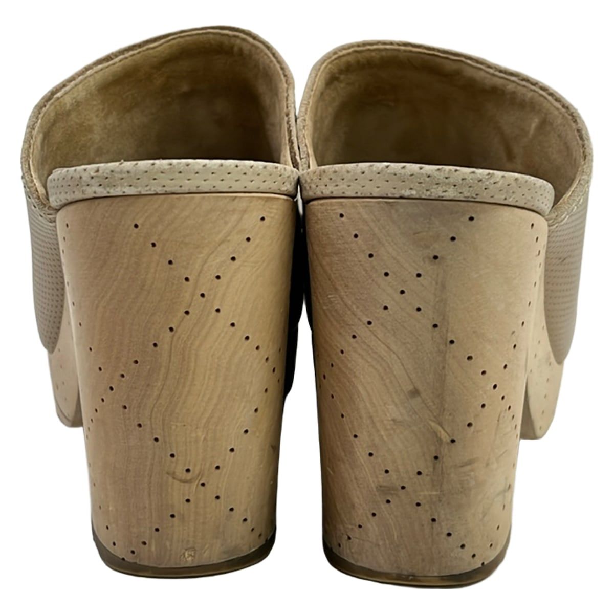 Chanel Mules 37 Beige CC Logo Perforated Sabot Leather — view 3