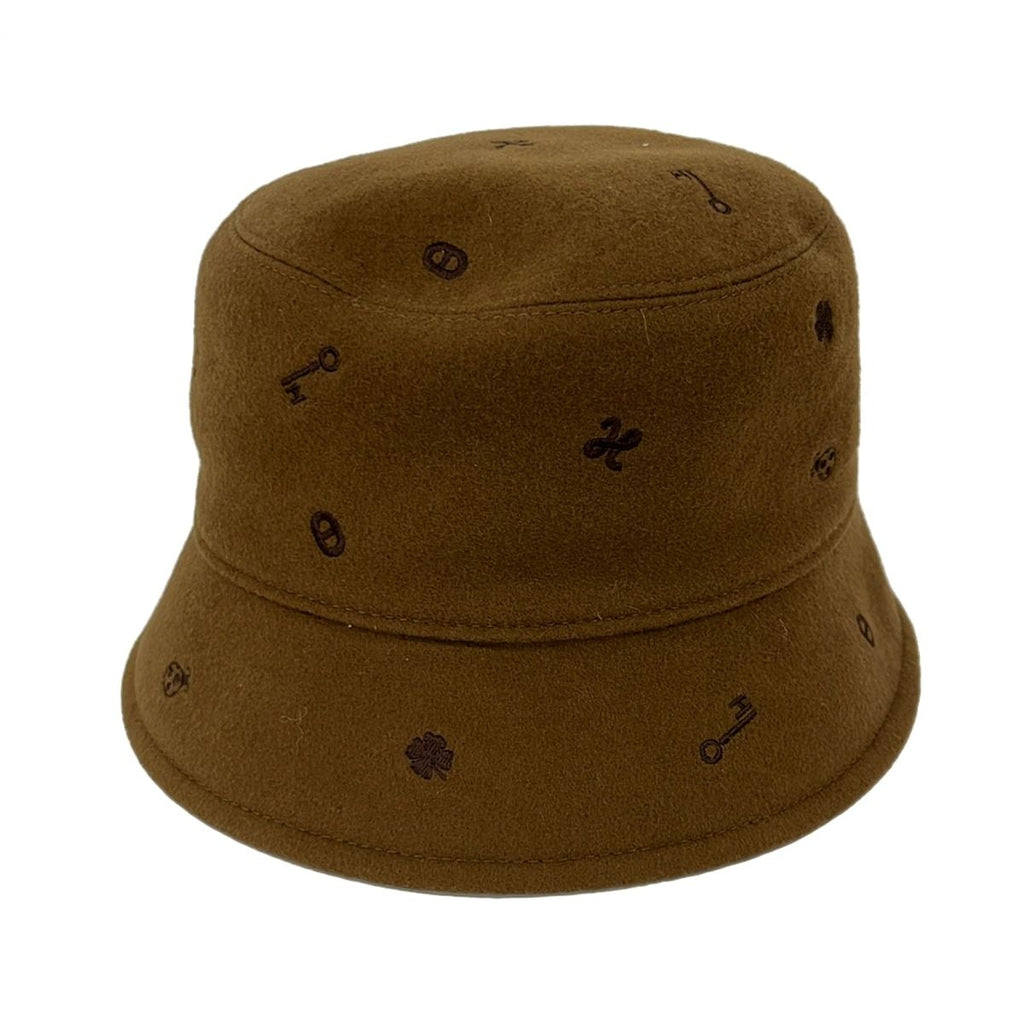 Hermes Hat 57 Dark Brown Embroidery Cashmere