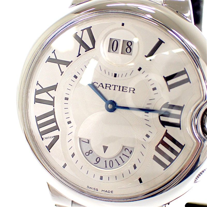 Cartier Baron Blue 2 Time Zone Watch Stainless Steel Silver Swiss Quartz White — view 4