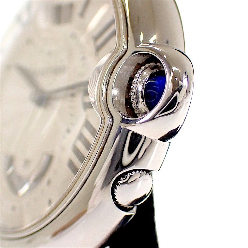 Cartier Baron Blue 2 Time Zone Watch Stainless Steel Silver Swiss Quartz White — view 5