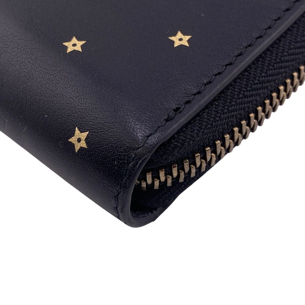 Dior Stars Collection Zip Around Wallet Card Holder Coin Purse Black — view 4