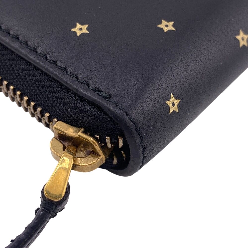 Dior Stars Collection Zip Around Wallet Card Holder Coin Purse Black — view 3
