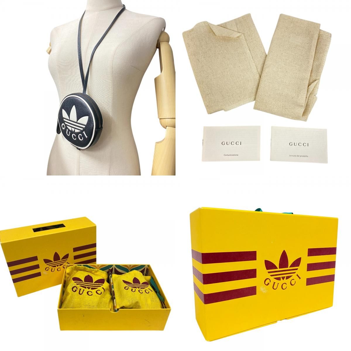 Gucci Trefoil Leather Shoulder Pouch Adidas Collaboration Card Case Coin Wallet — view 8