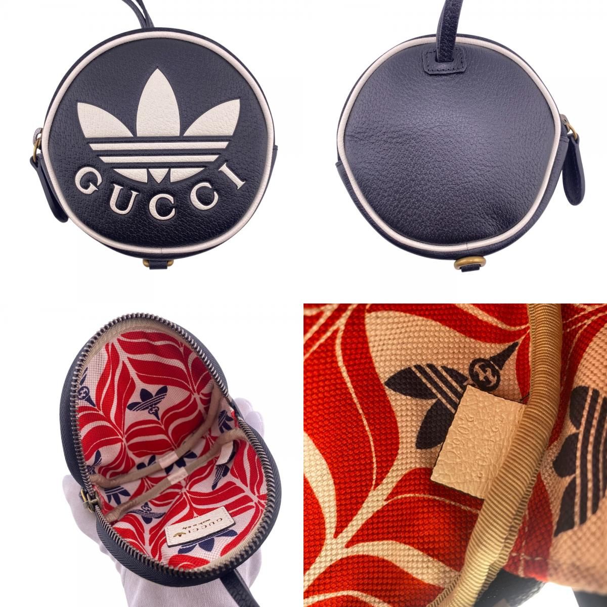 Gucci Trefoil Leather Shoulder Pouch Adidas Collaboration Card Case Coin Wallet — view 7