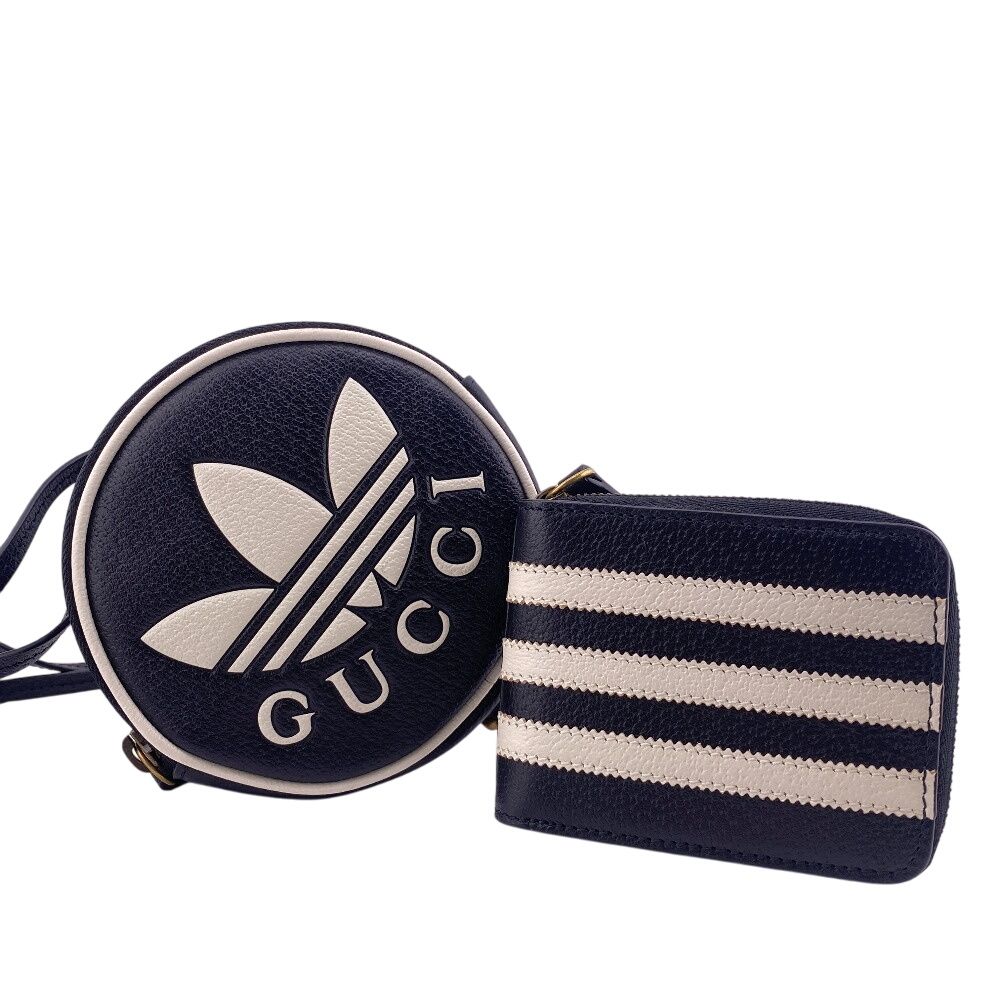 Gucci Trefoil Leather Shoulder Pouch Adidas Collaboration Card Case Coin Wallet