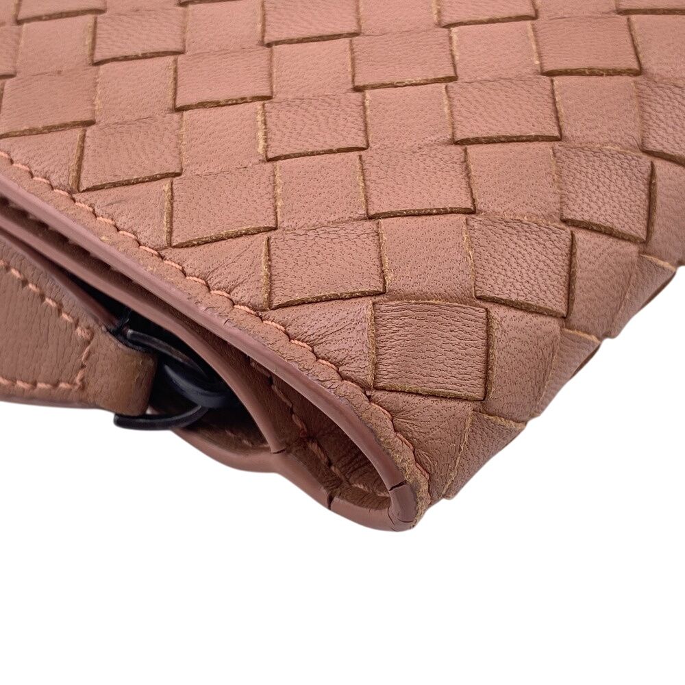 Bottega Veneta Zip Around Intrecciato Bifold Wallet Coin Purse Bill Pink — view 4