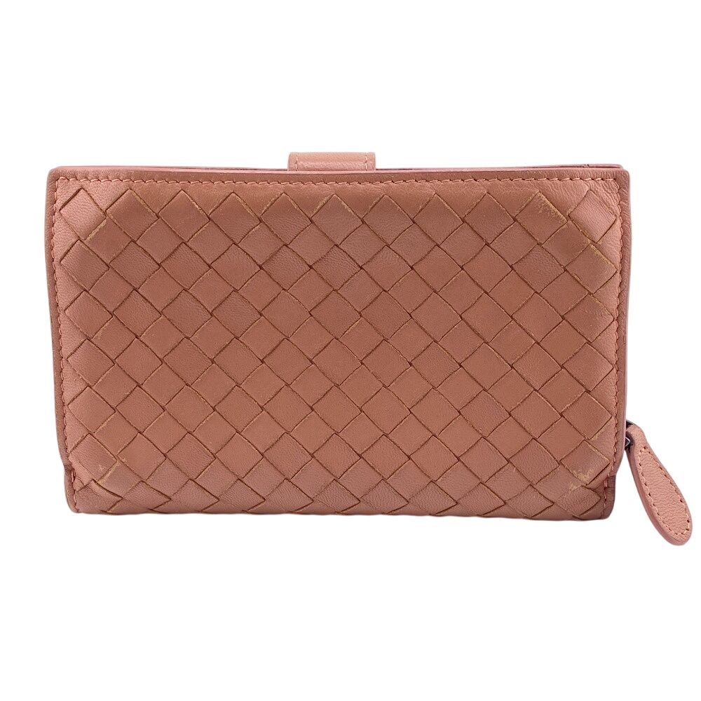 Bottega Veneta Zip Around Intrecciato Bifold Wallet Coin Purse Bill Pink — view 2