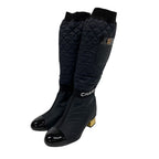 Chanel 2-Way CC Logo Quilted Boots Black — view 3