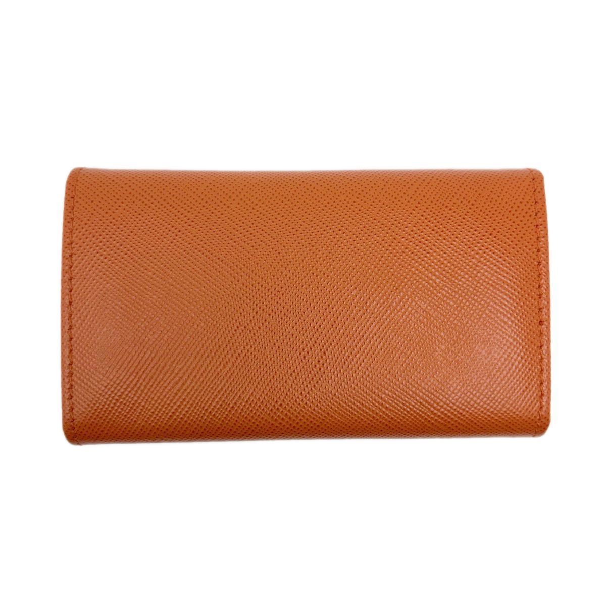 Prada Key Case Saffiano Leather Papaya Orange Gold / Key Holder — view 3