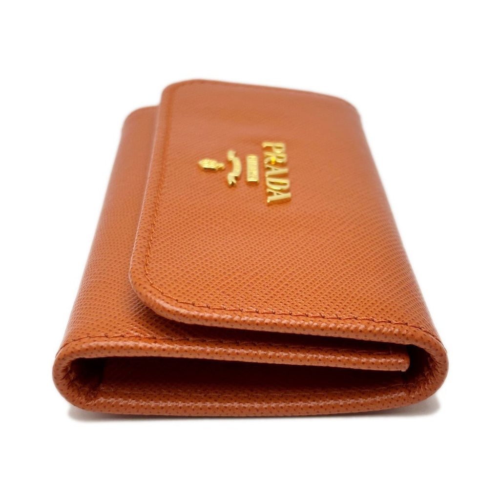 Prada Key Case Saffiano Leather Papaya Orange Gold / Key Holder — view 5